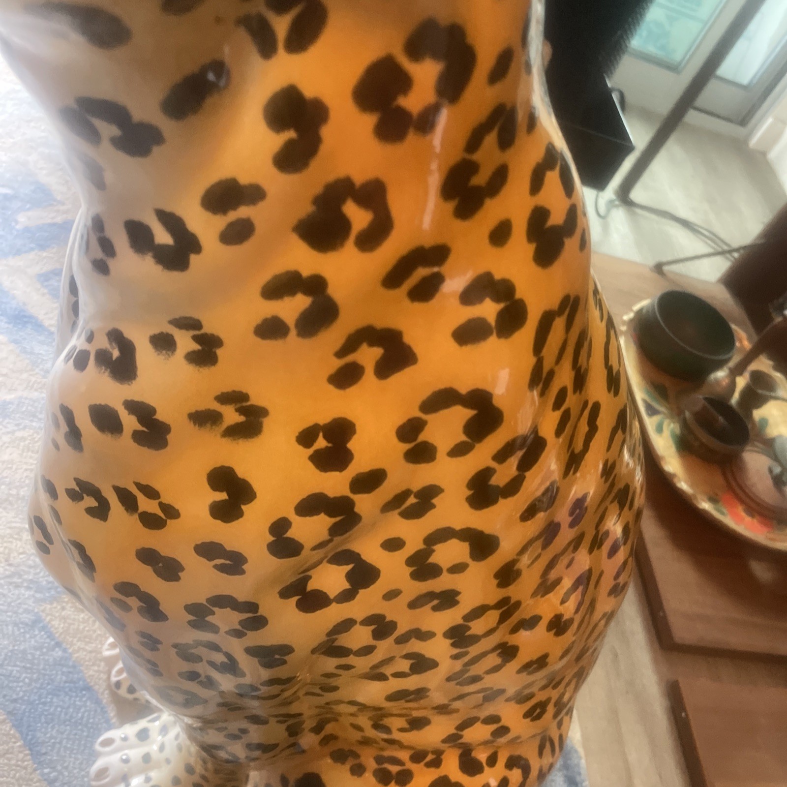 Large MCM Handpainted Ceramic Jaguar Panther Leopard Figure Made in Italy 33×14”