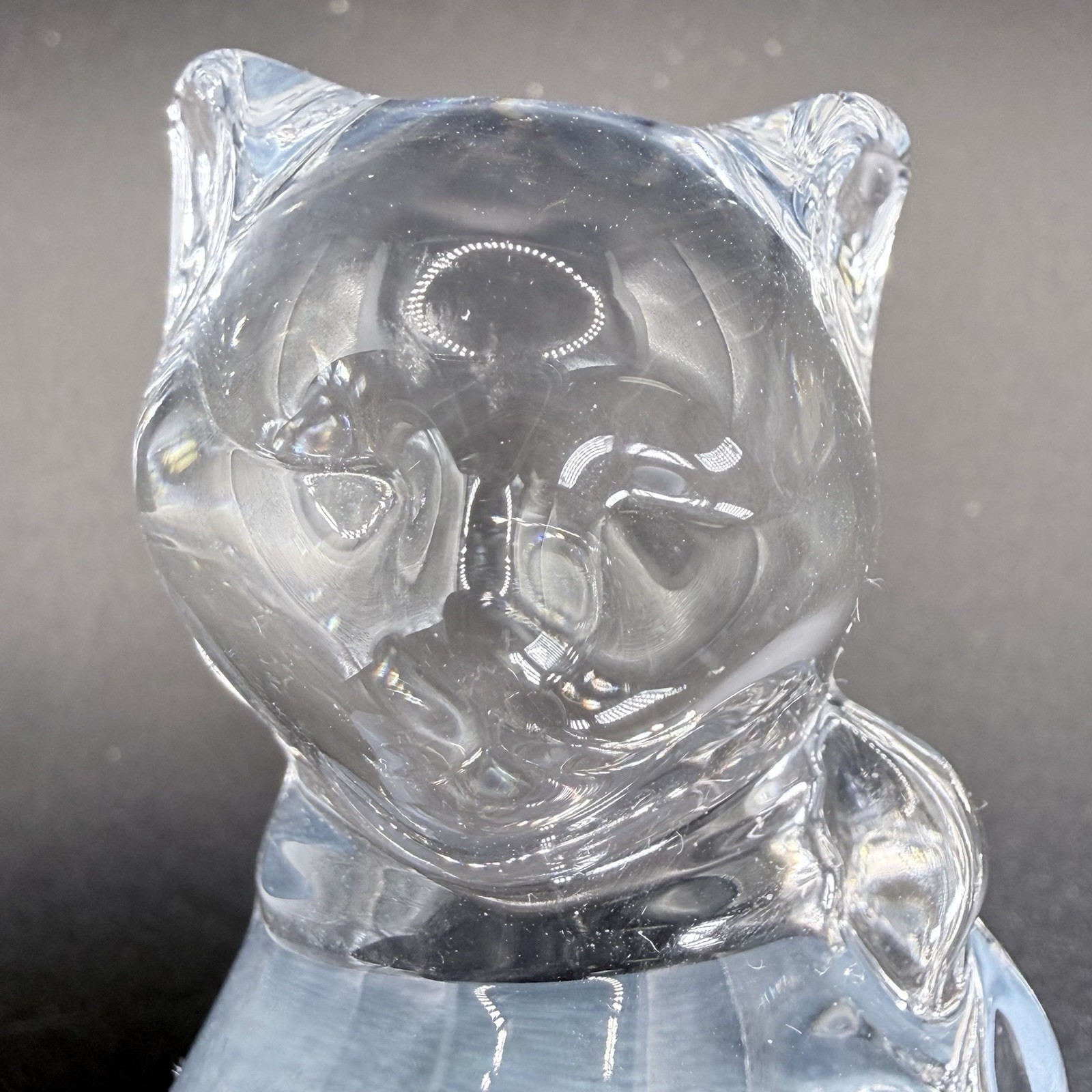 Bohemia Lead Crystal Cat Figurine 24% Pbo Czech Republic 3.5” Clear Glass