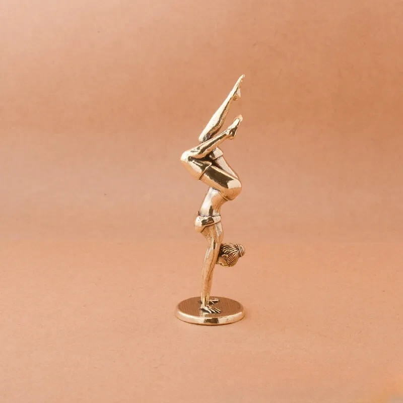 1pc 3.8″ Solid Brass Yoga Headstand Beauty Model Statue Sexy Girl Gift Ornament