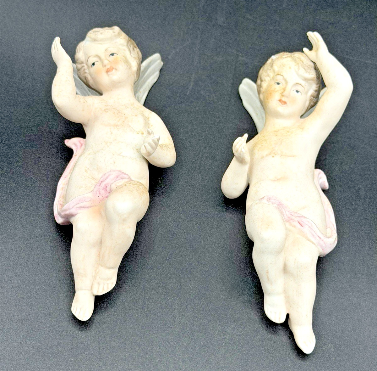 Vintage Rare Lipper and Mann Wall Cherubs Collectible Angels W/Pink Sash, Japan