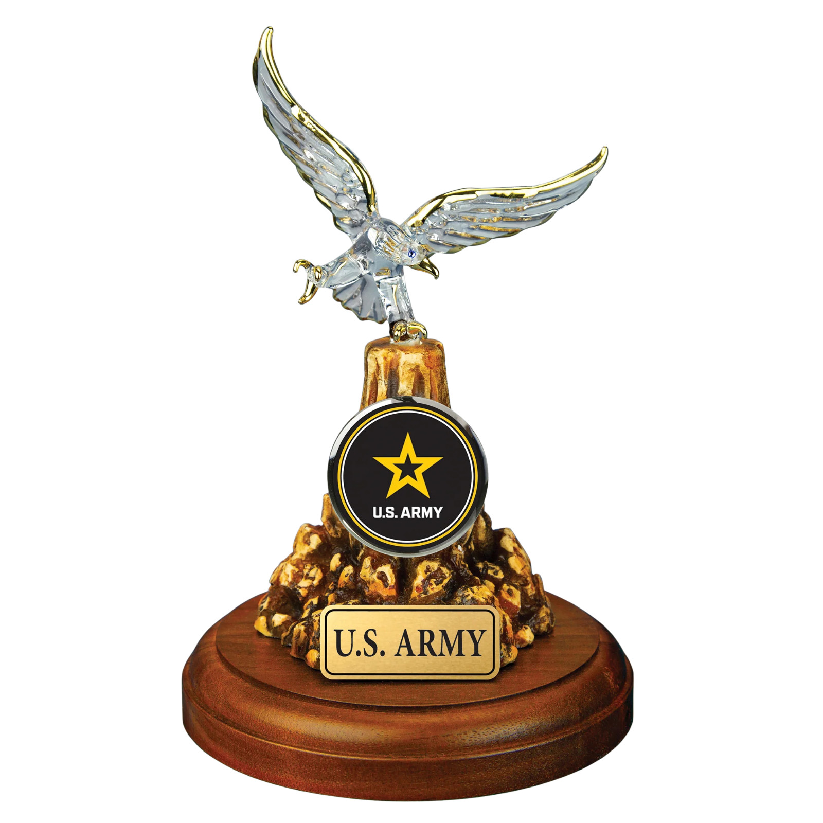 U.S. Army Eagle Glass Figurine Military Gift Veteran Collectible Decor Statue