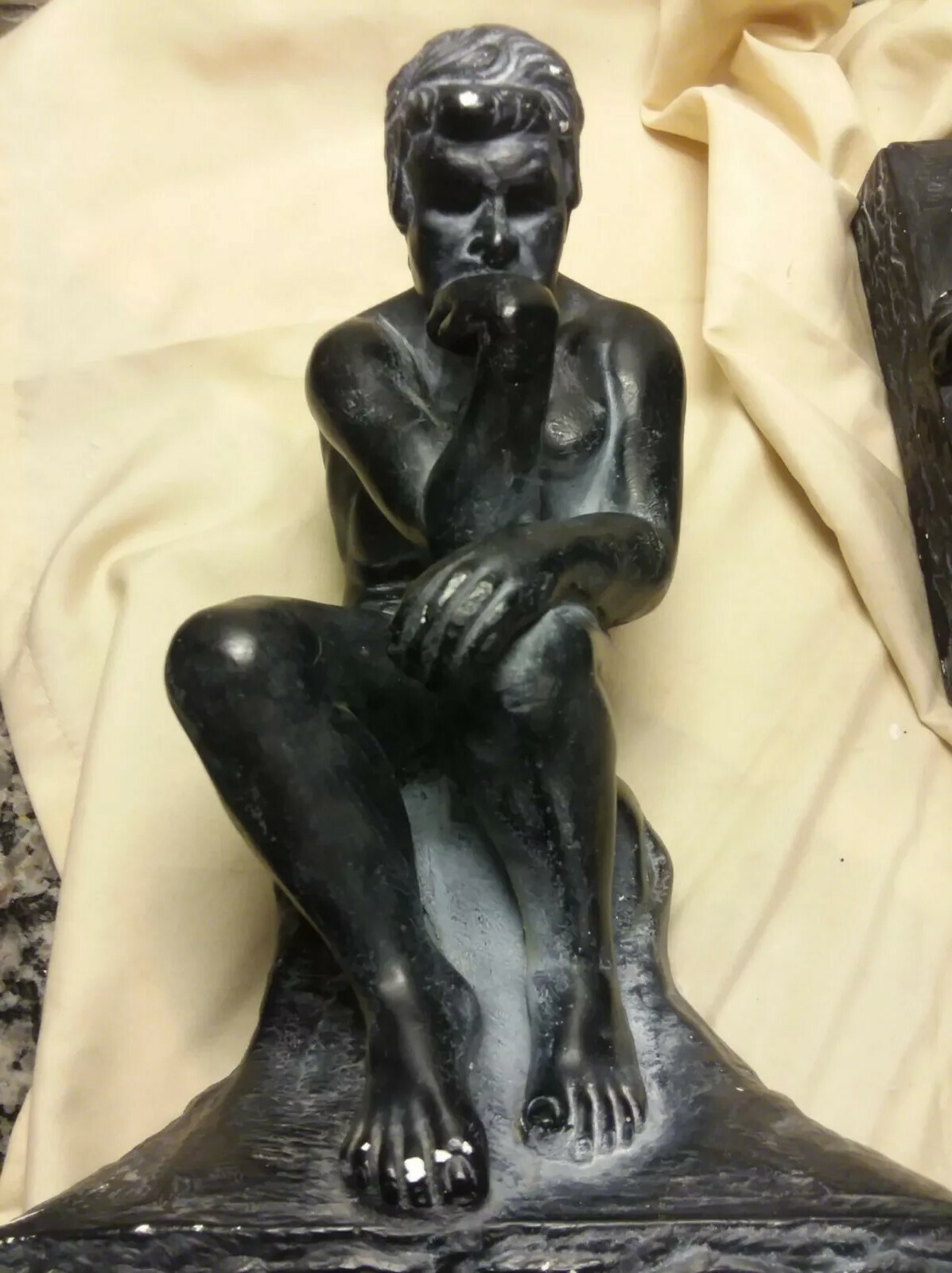 Esco Chalkware Thinking Man Bust Set Of Two Vintage BookEnds
