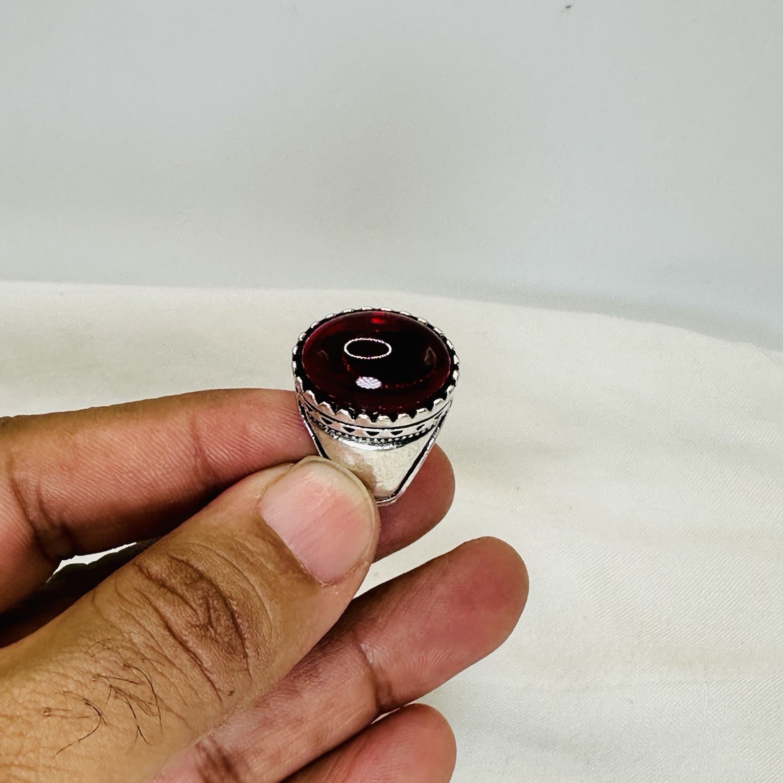 Faux Turquoise and Serling Silver Ring, Vintage, Unisex,