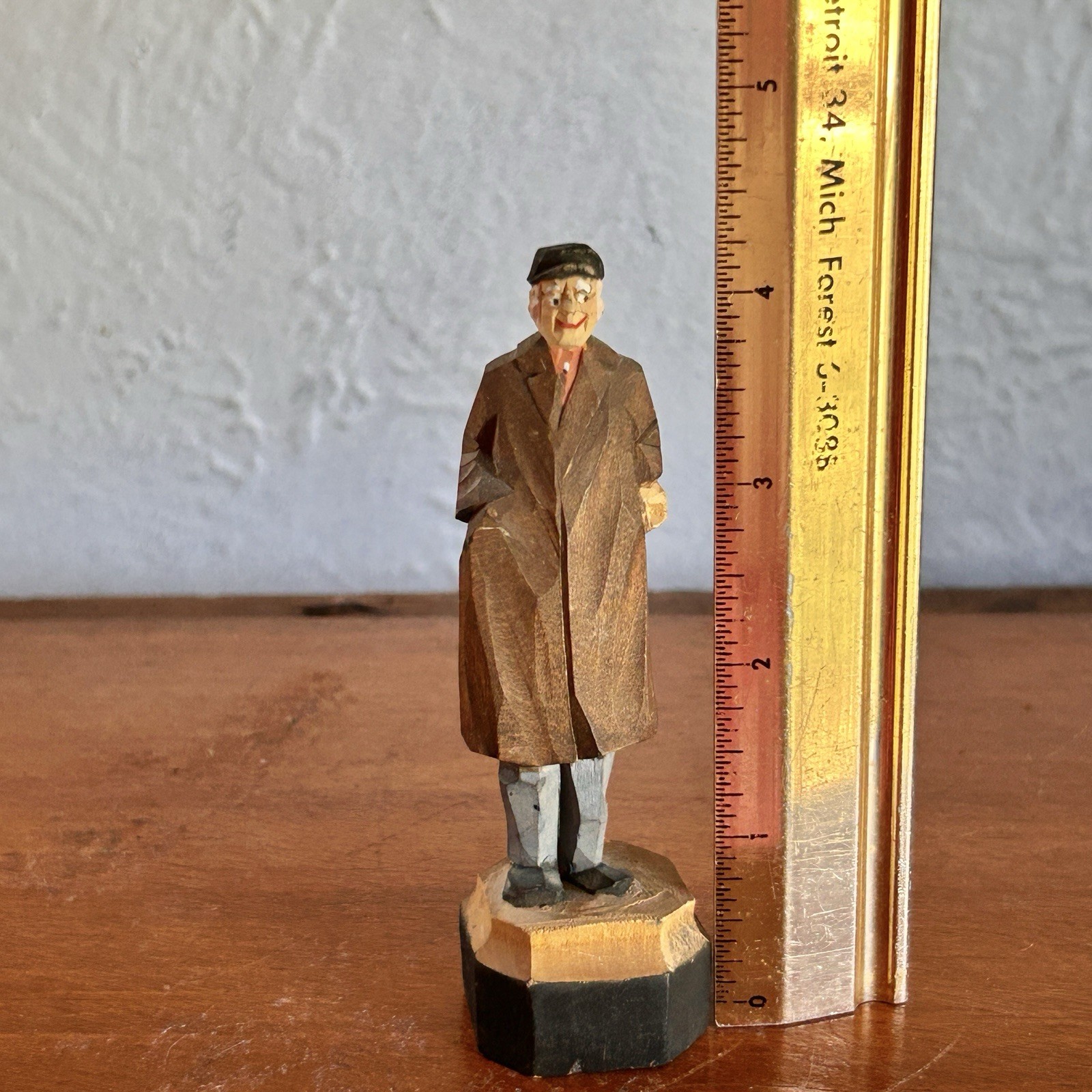 VTG Carved Wooden Figurine Man In Cap C J Trygg ? Sweden Not Marked. 4.5” Tall
