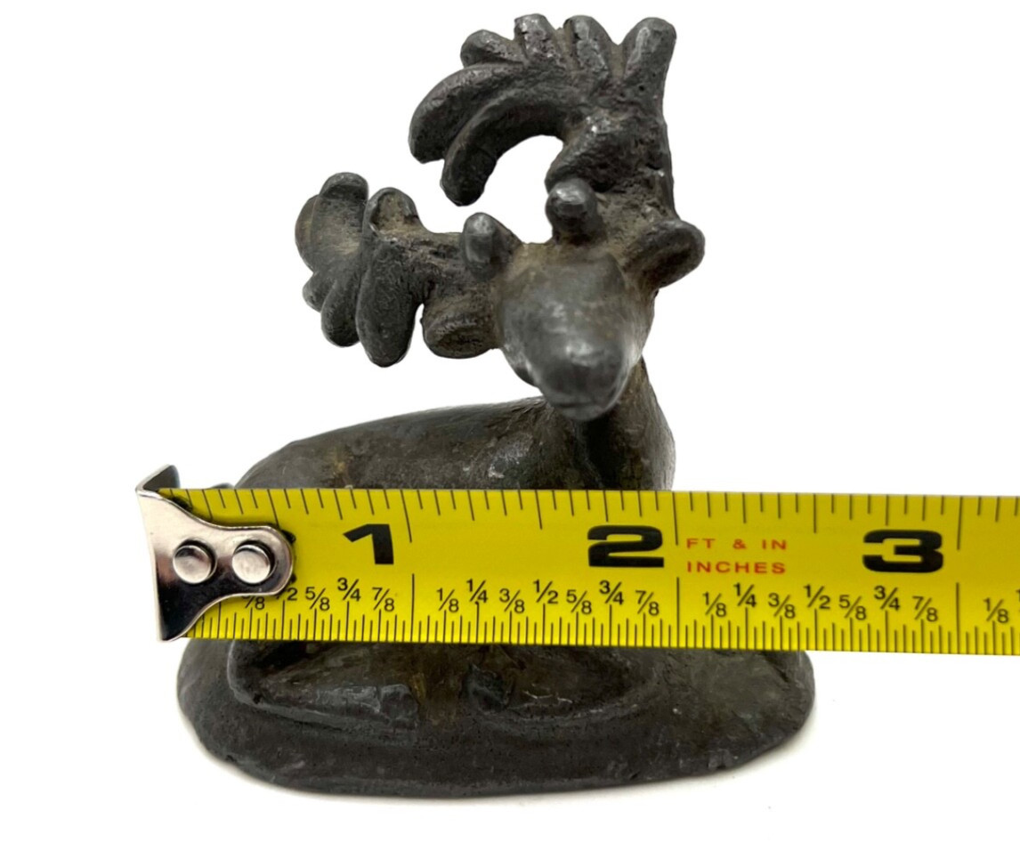 Vintage Cast Iron Reclining Deer Figurine Antique Metal Stag Paperweight