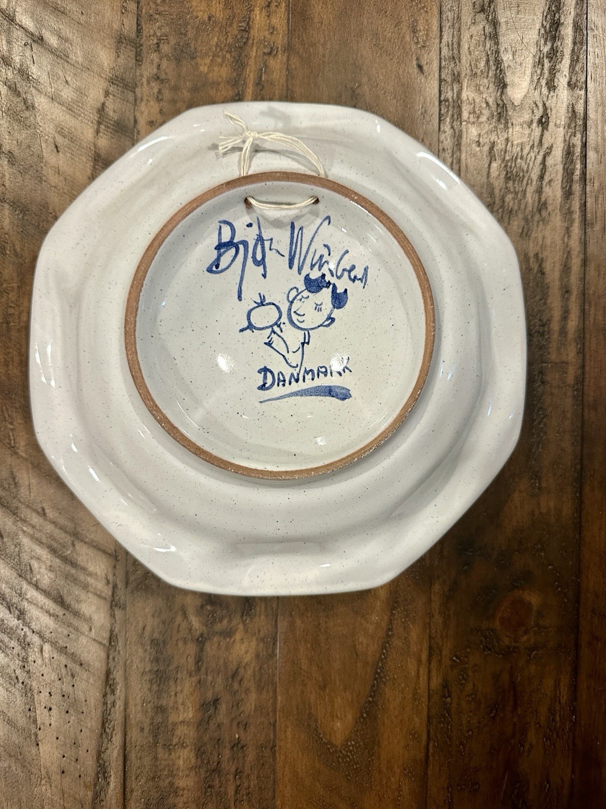 RARE Signed By Bjørn Wiinblad Stoneware Wall Plate w/ Relief Face Danmark