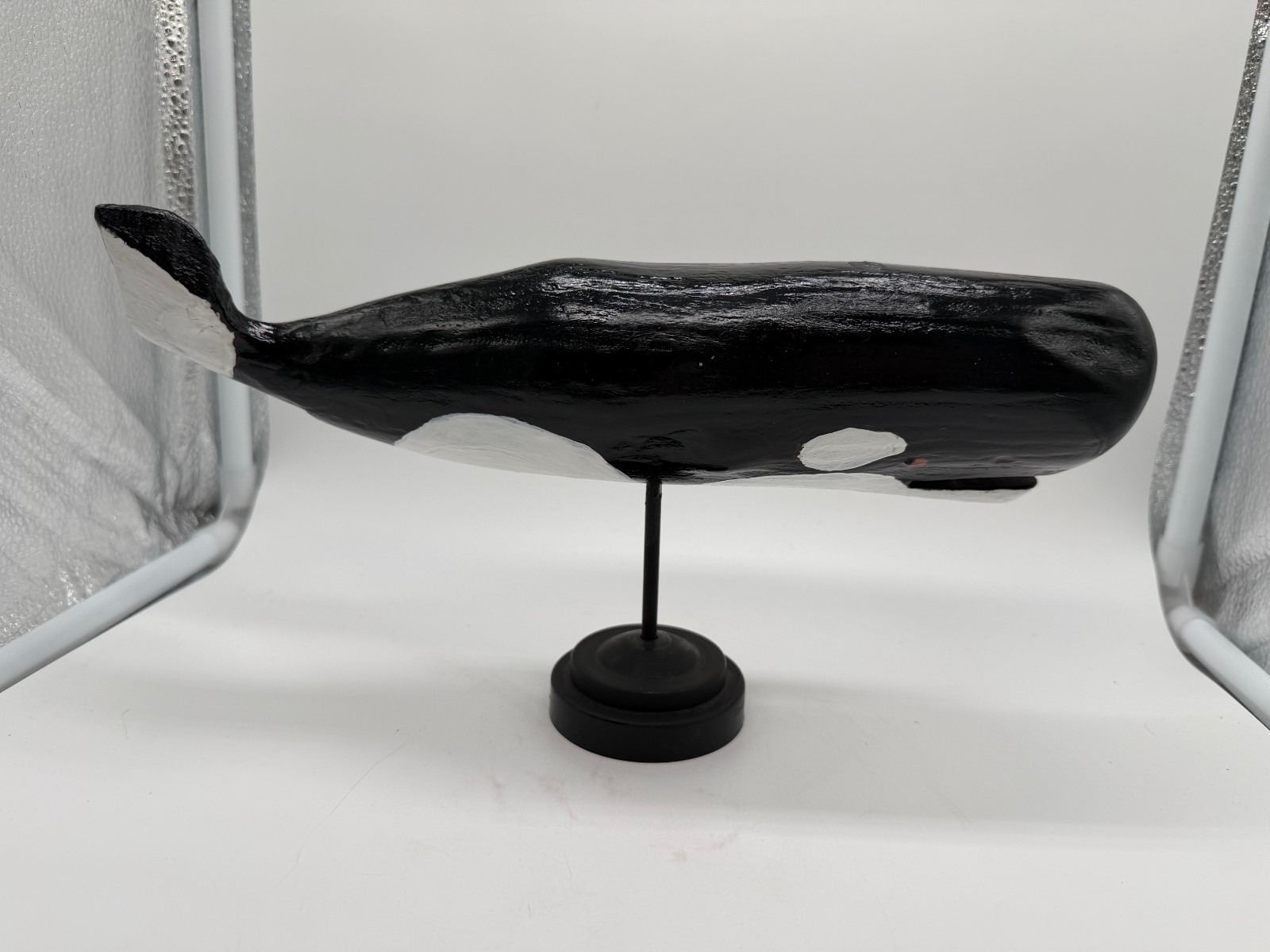 Vintage Carved Folk Art Primitive Style Carved Painted Wood Whale Figurine