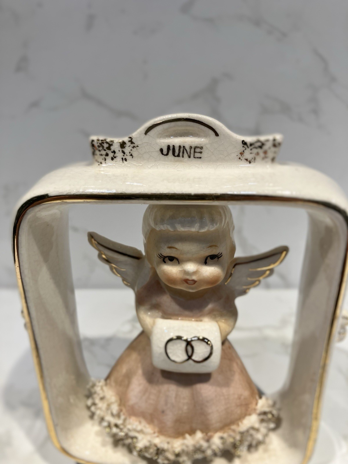 Geo Z Lefton June Child Angel Of The Month 1955 Porcelain Figurine Vintage