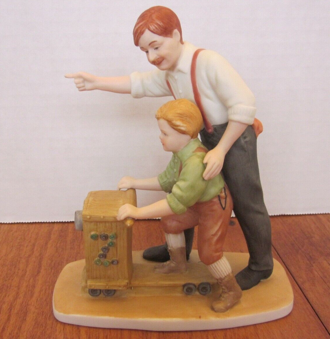 ENESCO 1987 Father & Son Series “A Little Guidance” Figurine, Original Box, COA