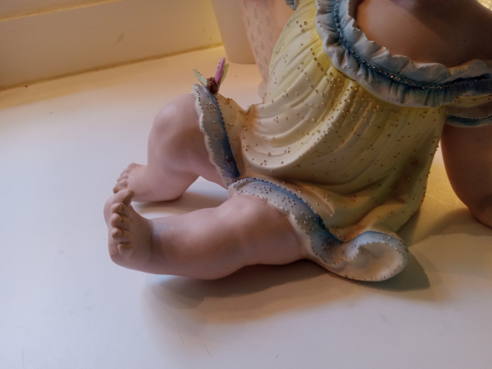 Antique Conta&Boehme BISQUE Porcelain PIANO Baby Figurine GIRL With Butterflies