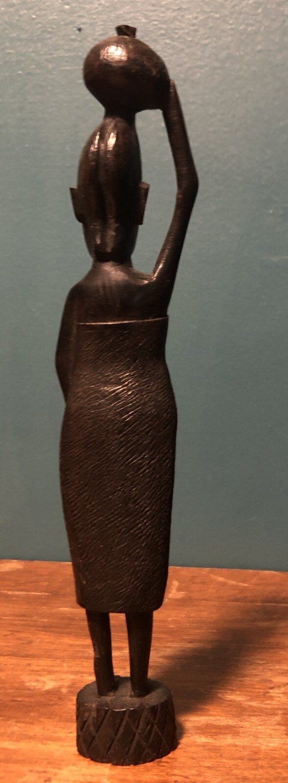 Hand Carved Ebony 10 1/2″ Tall Female Folk Art Tribal Figurine Made In Kenya