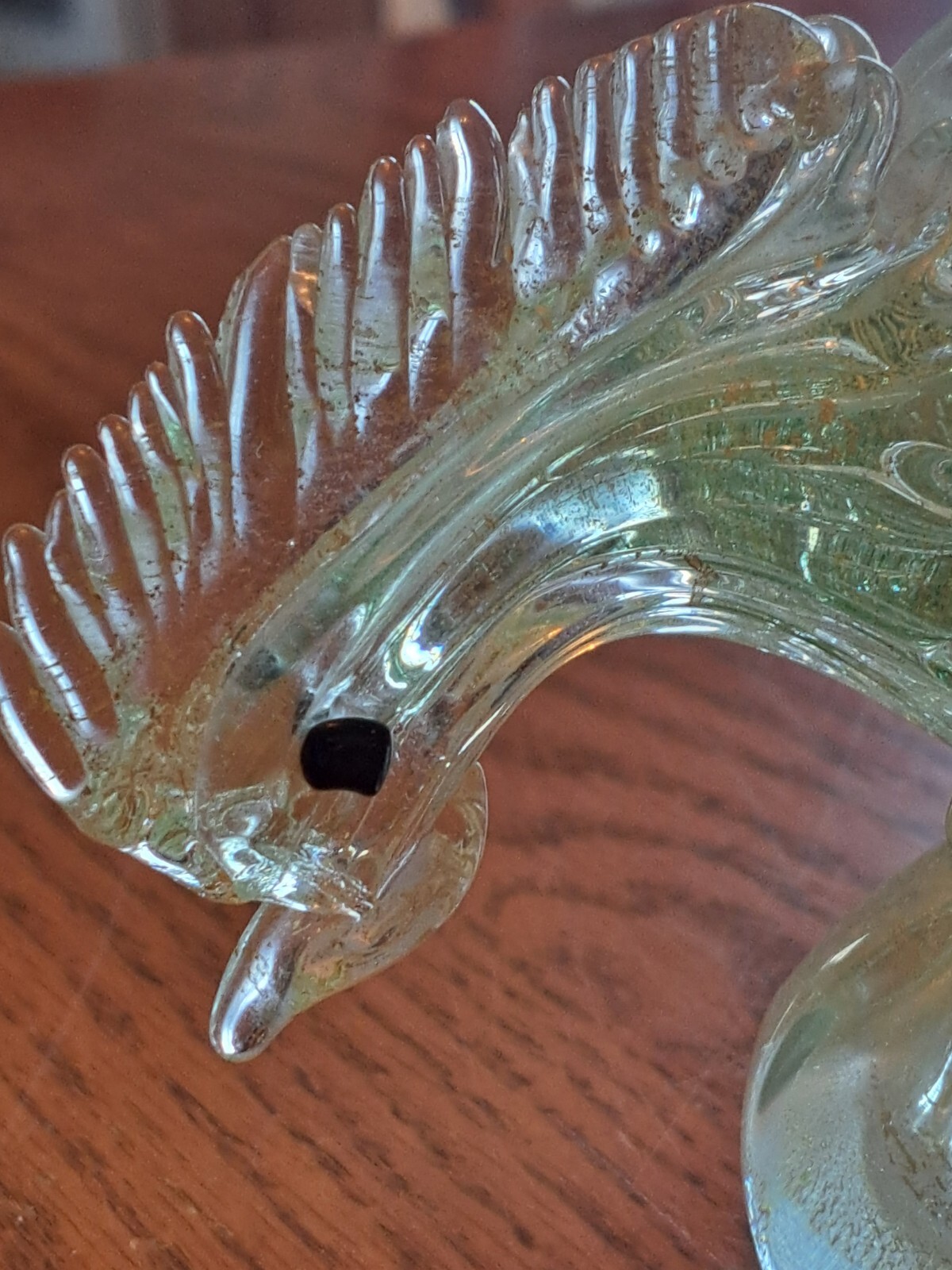 Murano Venetian Mid Century Rare Pair of Gold Flakes Pheasant Tailed Roosters