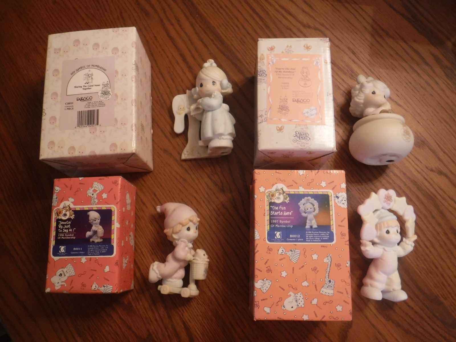 Precious Moments Symbol of Membership Figurines Set of 4 1991 1994 1996 1997