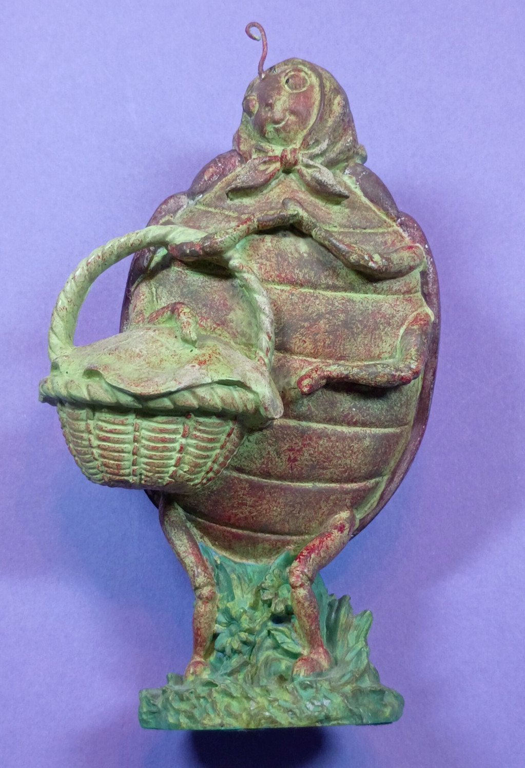 4½” Resin Anthropomorphic Ladybug Carrying Basket Figurine