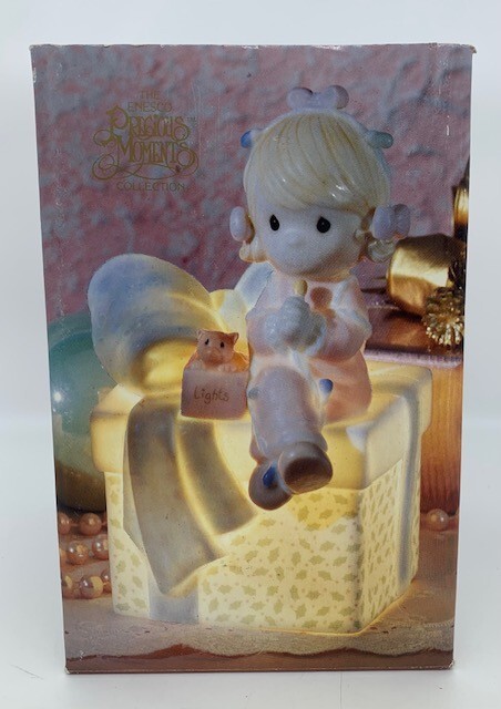 Precious Moments Table Night Light MAY YOUR CHRISTMAS BE DELIGHTFUL VTG 1991