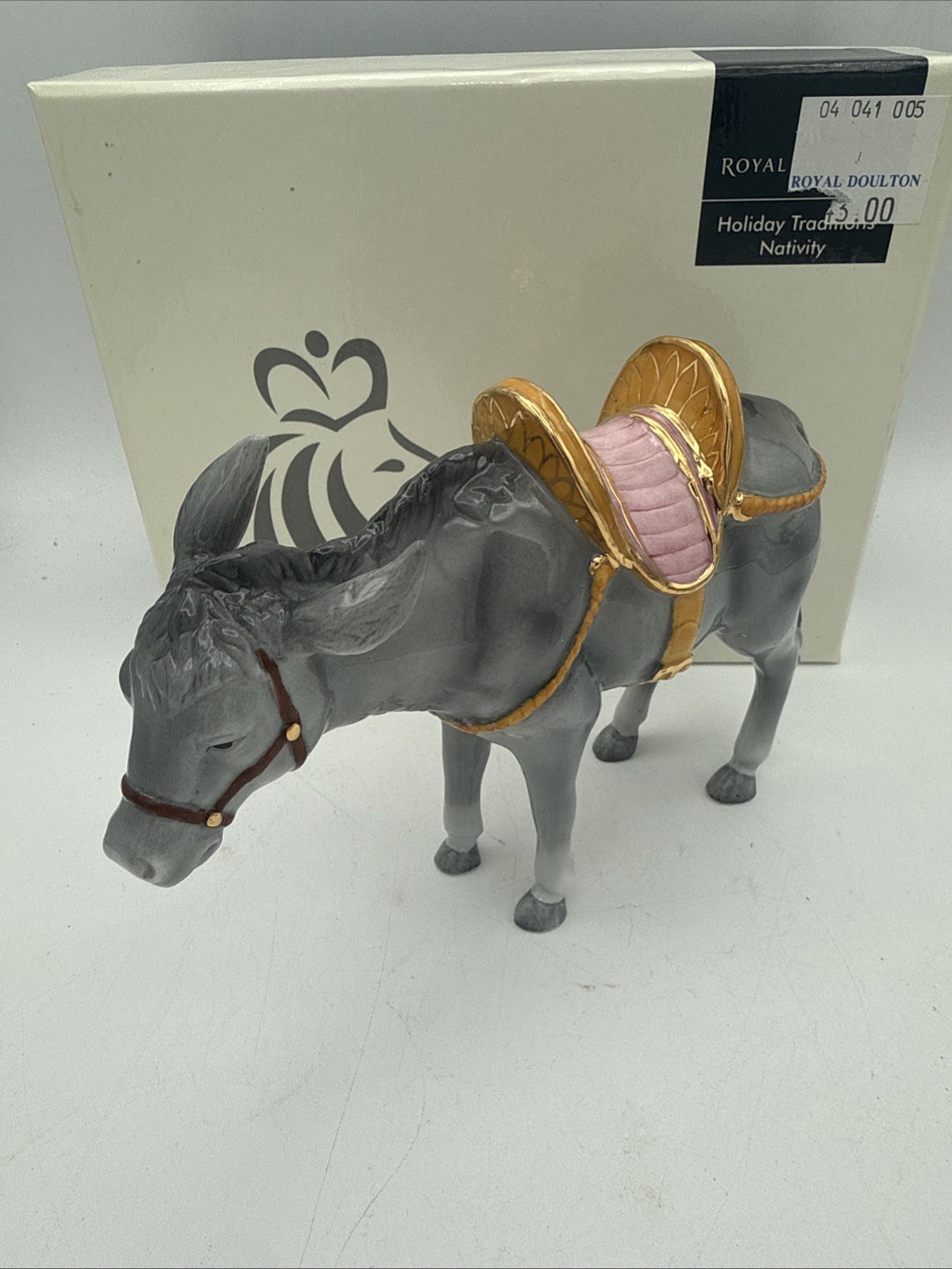 2004 Royal Doulton Holiday Traditions Nativity Donkey Figurine w/ Box & Tags