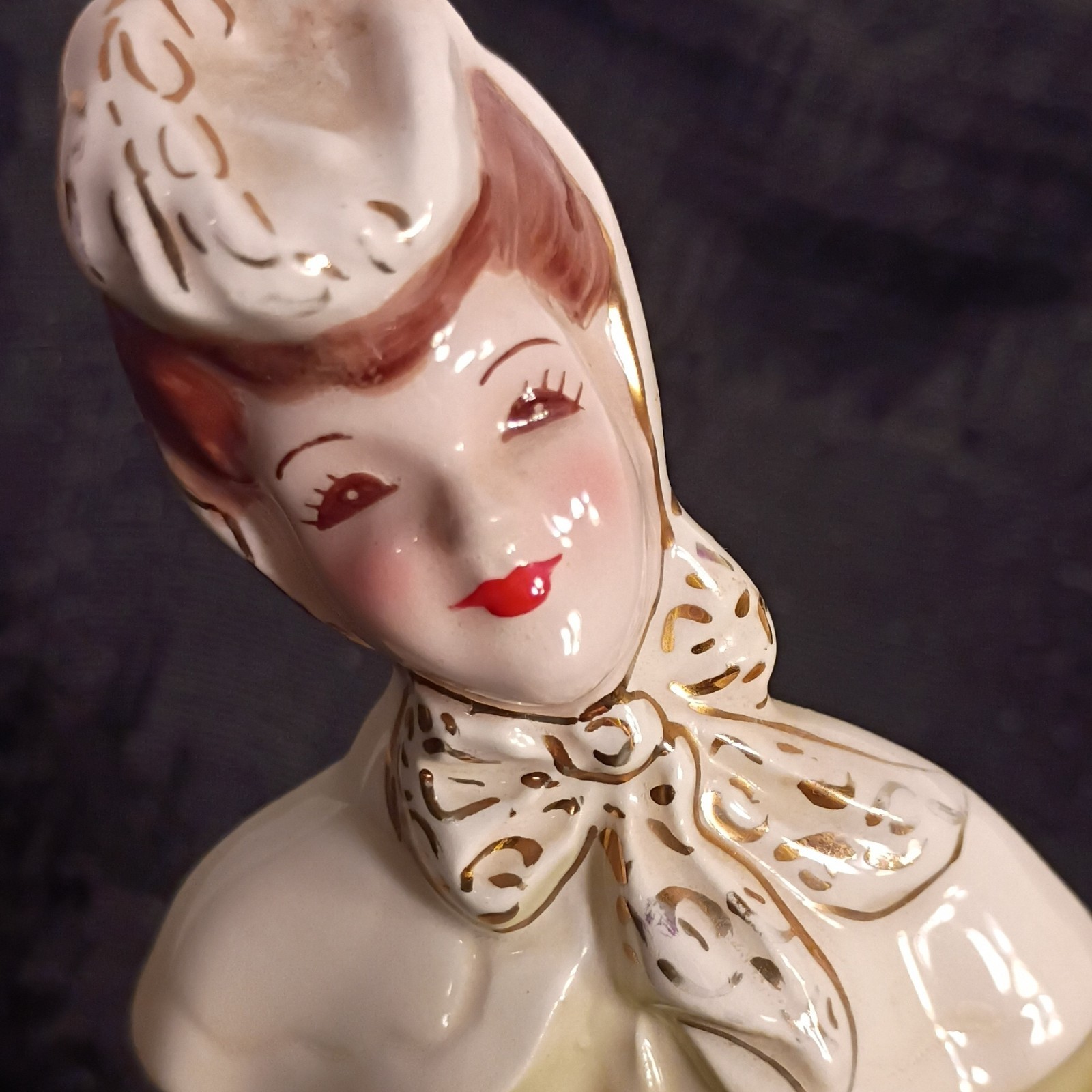 Florence Ceramics Lady Figurine L. Evans Signed 1959 Green Dress 6in