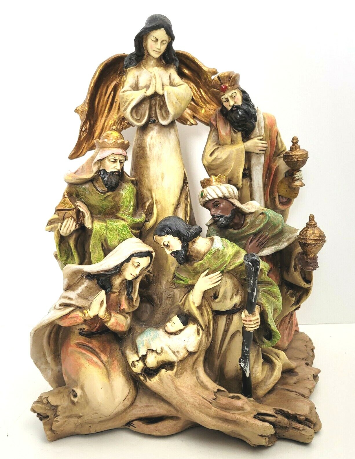 Nativity Scene Large Tabletop Statue 14″ Tall by 12″ Across Heavy 5.9 Lbs. READ