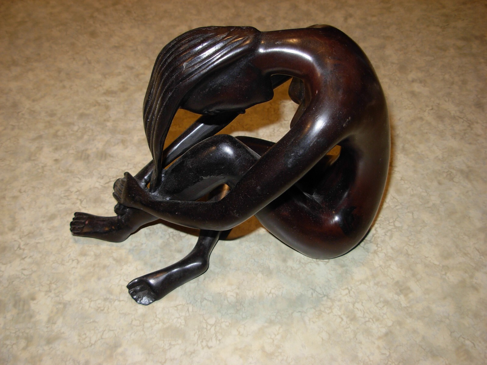 Wood, mixed materials of Nude Woman Sitting 7 In. 3pounds brown and black color