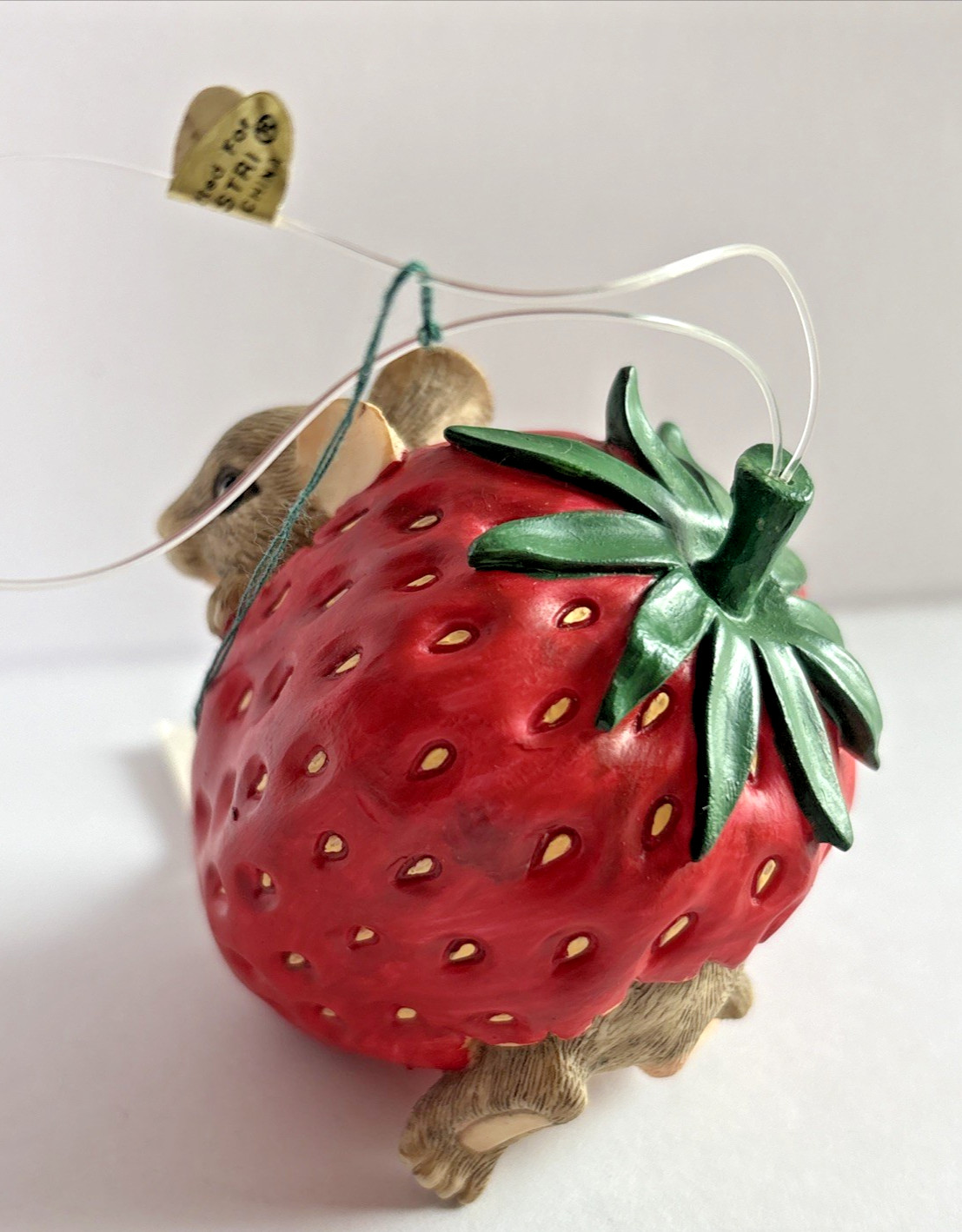 Silvestri Charming Tails Maxine Picking Strawberry Ornament Mouse