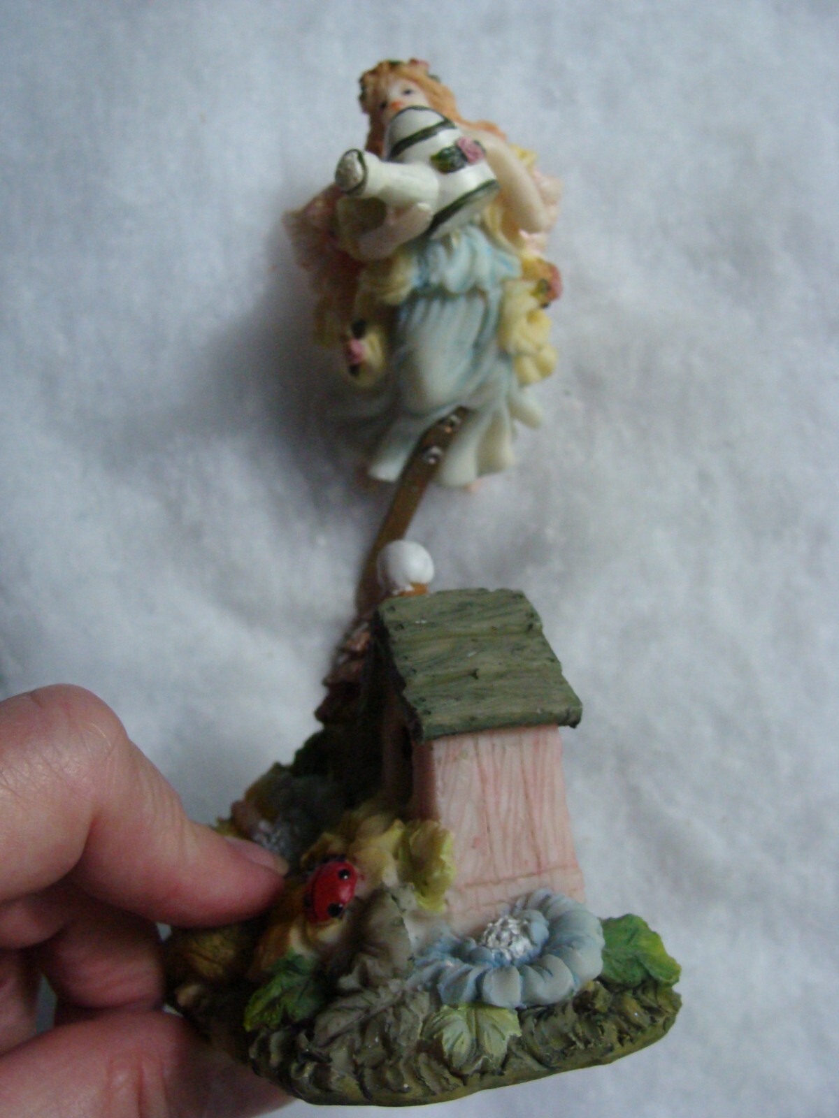 Whimsy Beautiful Large Resin Fairy Garden Gardeners Frog Moves On Metal Piece