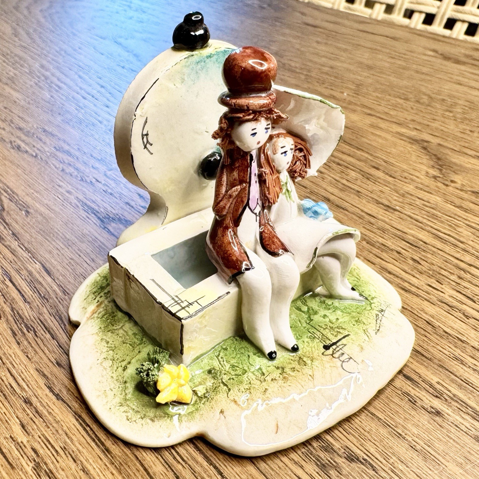 Vtg Zampiva Italian Pastelceramica Romantic Couple Figurine Spaghetti Hair 2.5”