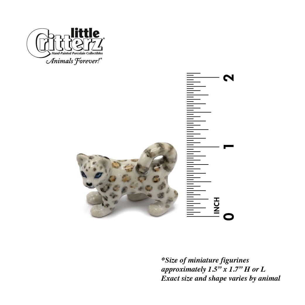 Little Critterz – Snow Leopard “Sarani” Animal – Miniature Porcelain Figurine