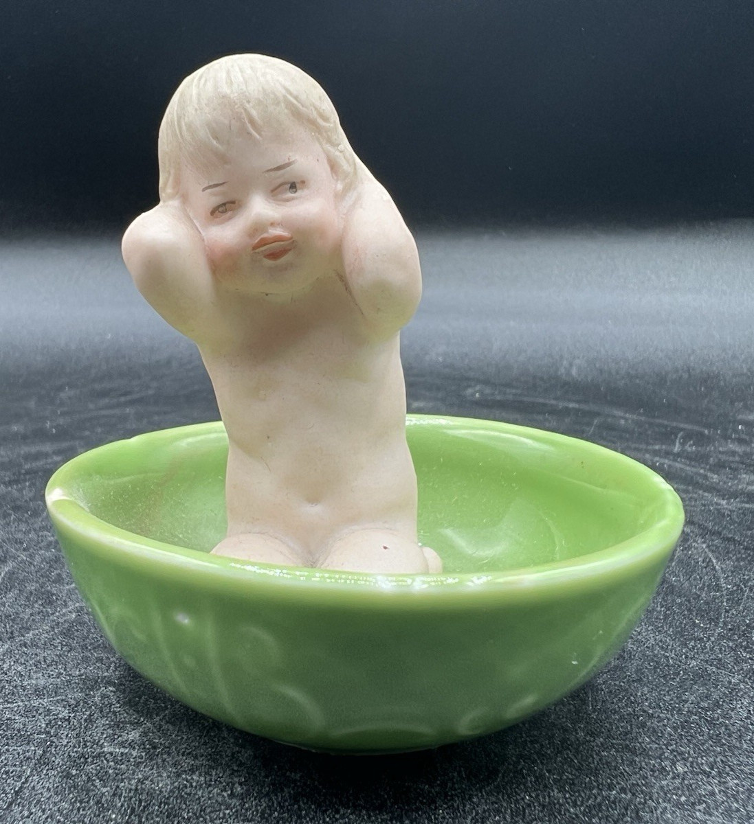 Gebruder Heubach-German Bisque-Piano Baby-Baby In A Wash Basin Tub