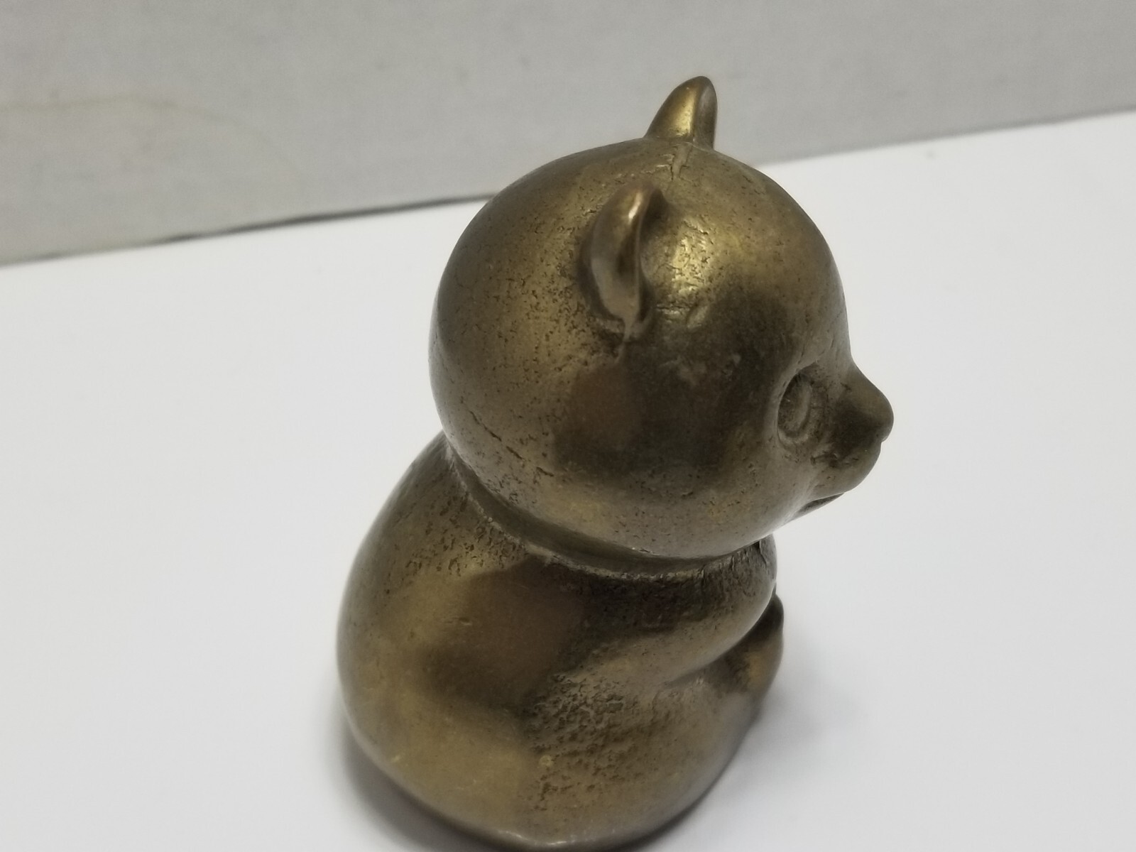 Vintage Brass Panda Bear Garanted Massiv Messing Lacared Figurine Paperweight 3″