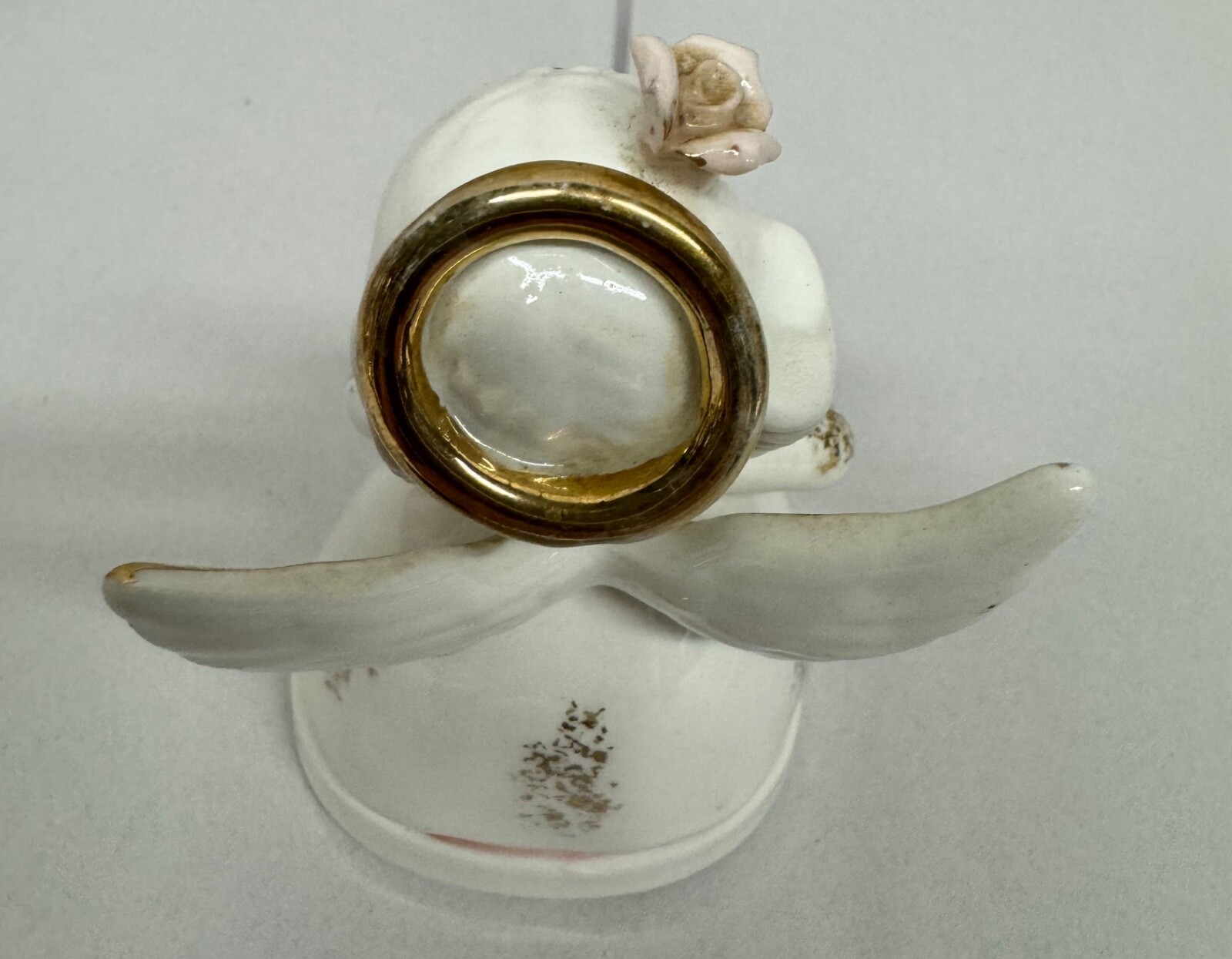 Napco June Birthday Angel Spaghetti Trim Figurine #A1366 Wedding Rings Eternity