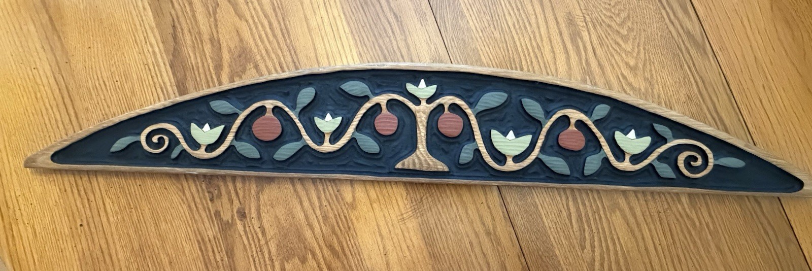 Vtg Chicken Creek Carved Wood Door Topper 35″ Scandinavian Style Folk Art 1991