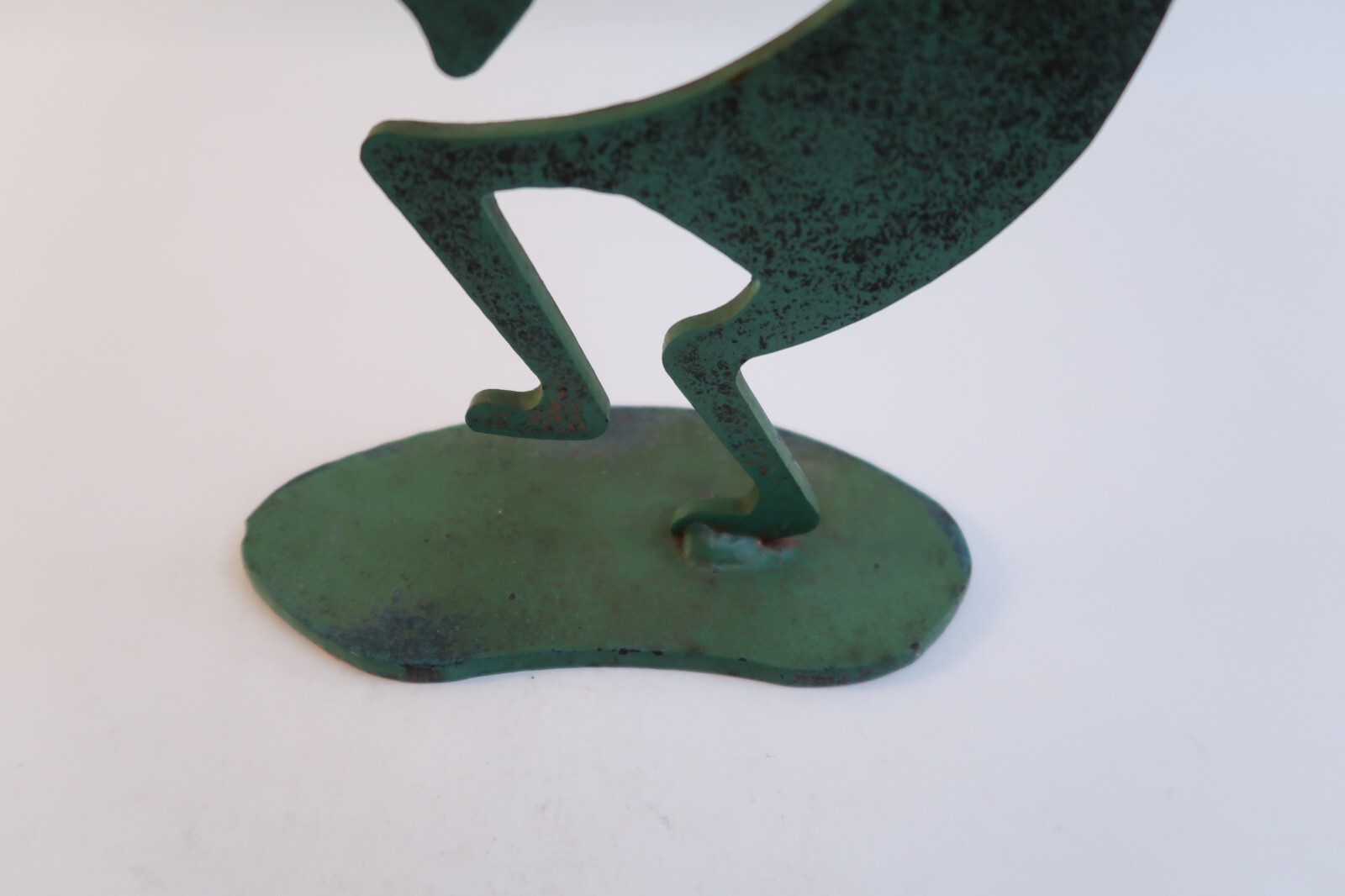Large 12″ Statue Figurine Green Colored Metal Material African Man Playing Horn