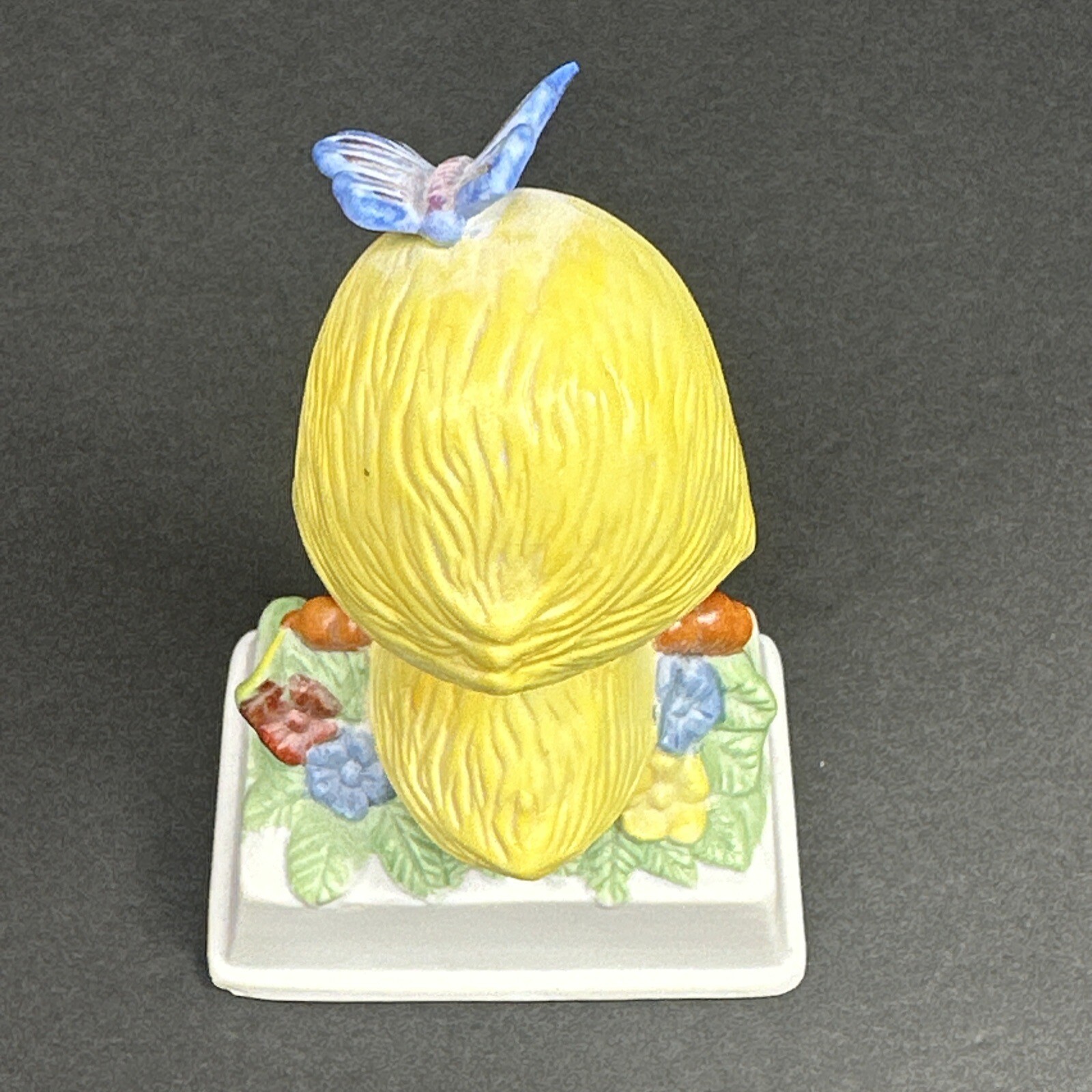 Vtg 1979 Russ Berrie & Co ceramic yellow duck Butterfly We Need Each Other Gift