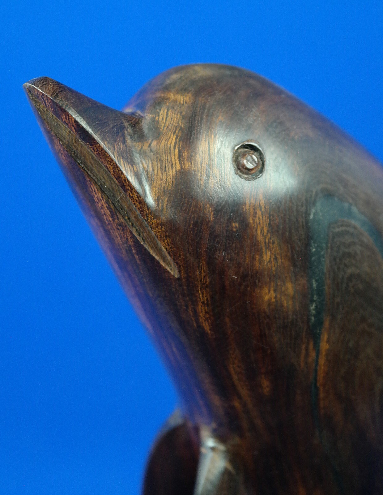 Vintage Hand-carved Solid Wood Dolphin Sculpture 11.5″ Tall