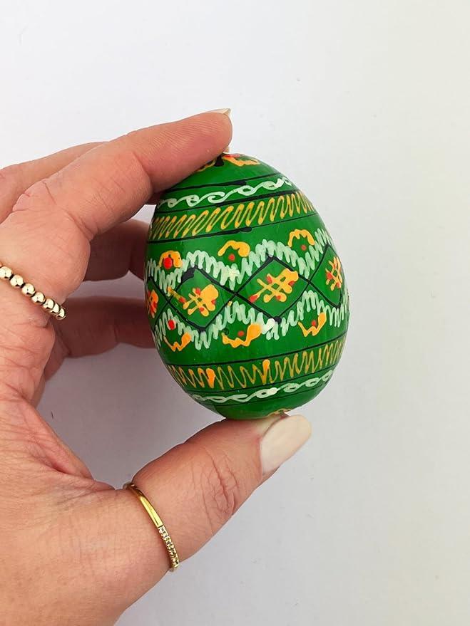 8 Pack Assorted Hand Painted Wooden Pysanky Egg Easter Eggs for Decor 2 5/8 In