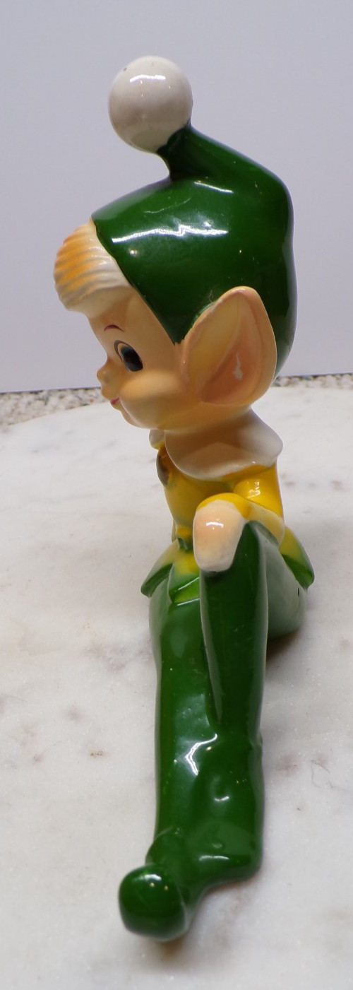 Vintage Large Elf Pixie Sitting-Lounging Figurine with Pom Pom On Hat MCM