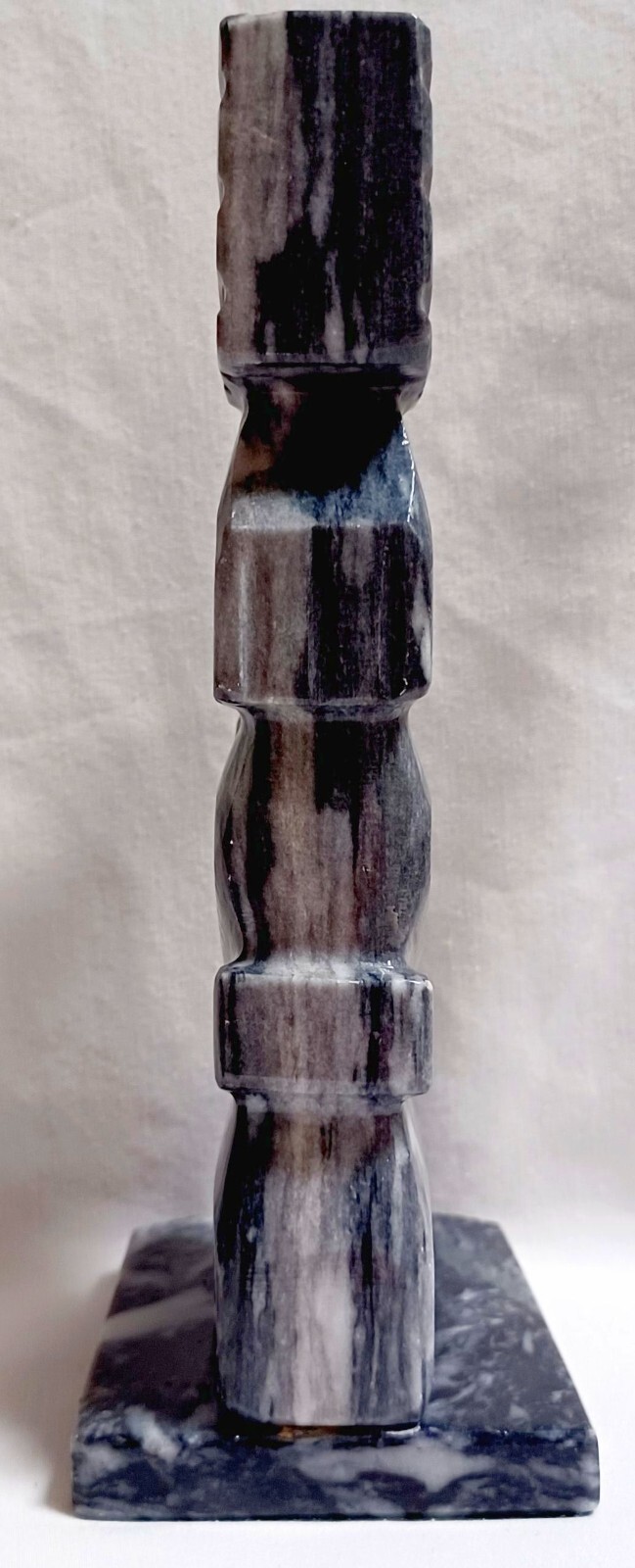 VINTAGE HAND CARVED AZTEC CHIEFTAIN ONYX MARBLE FIGURE SCULPTURE DETACHED BASE