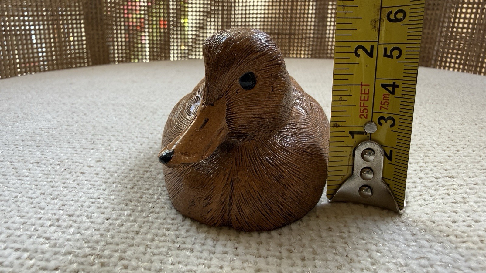 Vintage Duckling Figurine Wood or Resin Composite Detailed Feather Texture 12cm
