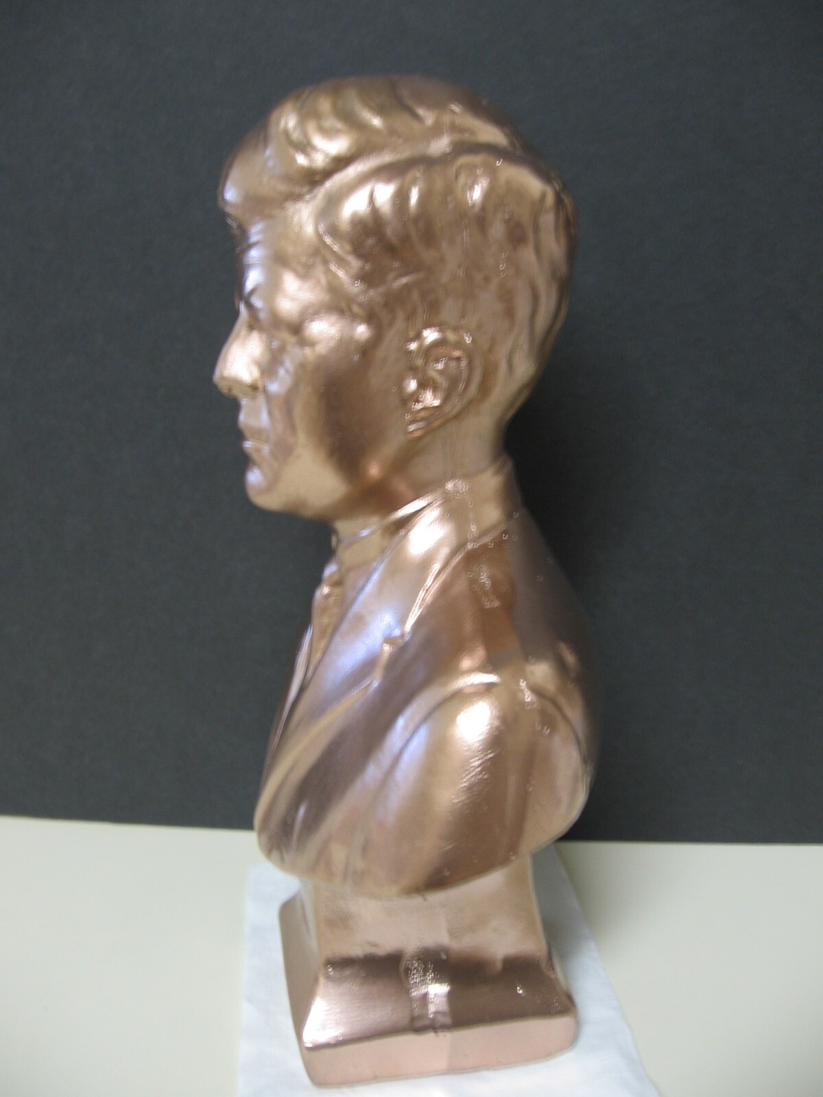 John F. Kennedy JFK Chalkware MGM Bust Golf Coated Painted 1960’s, 11.75″ x 8″