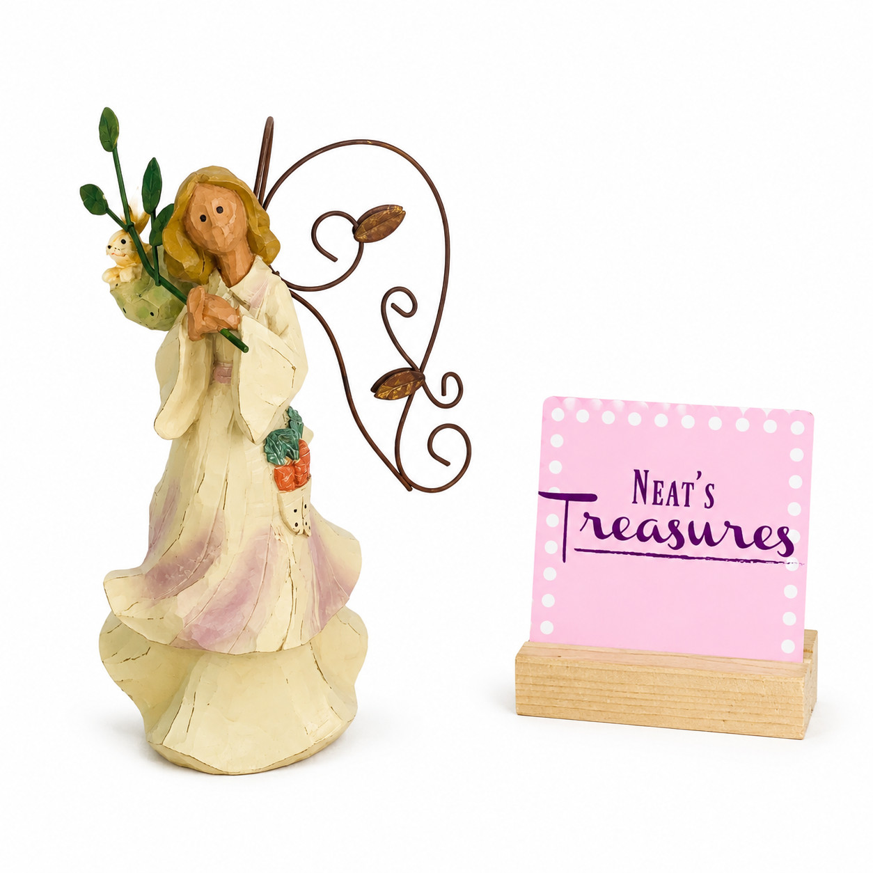 Roman Inc ANGEL ACCENTS THURSDAY’S CHILD 49324 Rabbit Rustic Resin Figurine