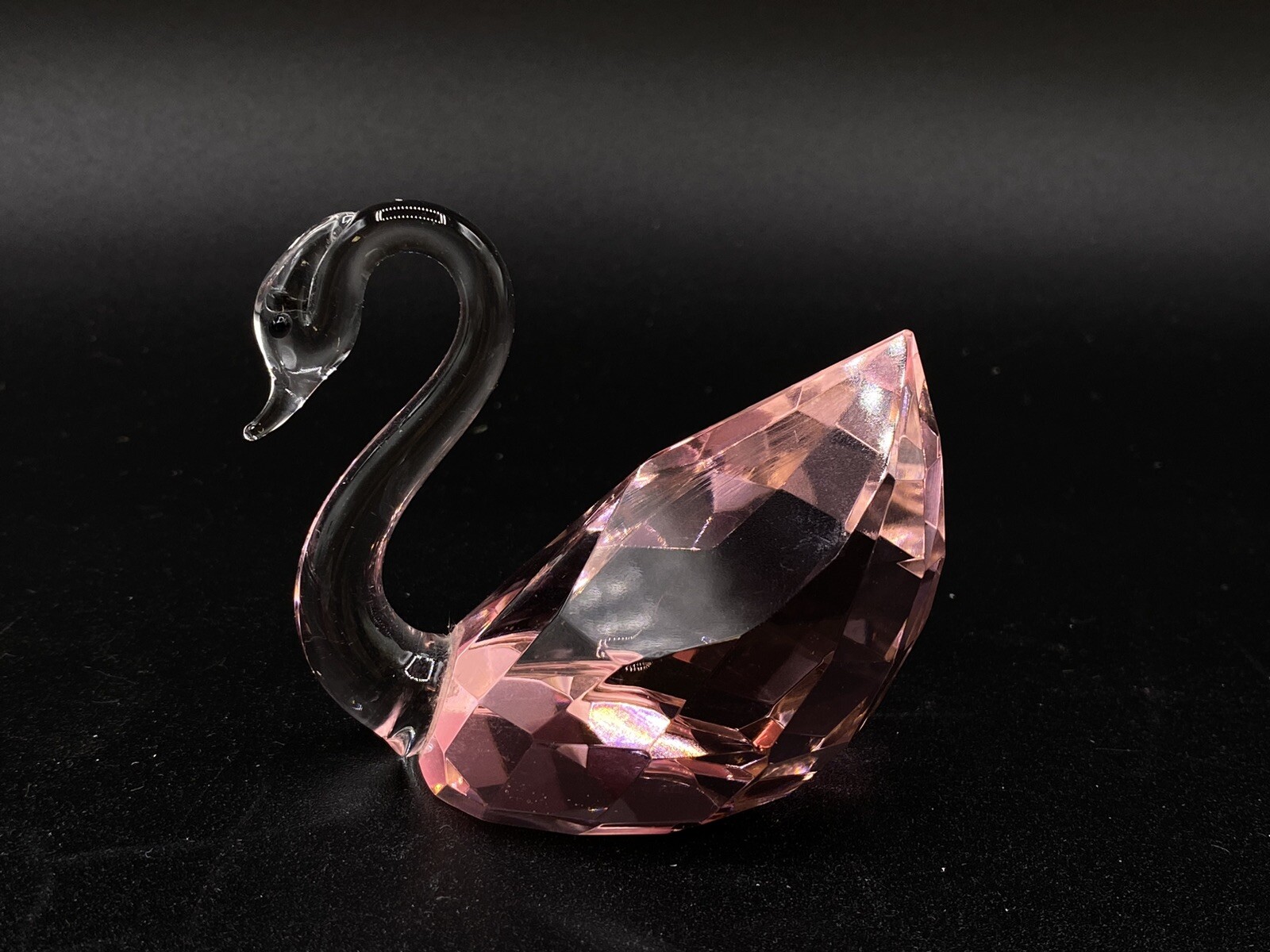 Faceted Crystal Swan Pink & Clear Polished Bottom