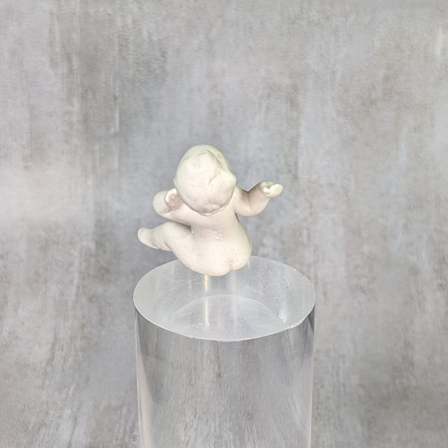 Retro All Bisque Miniature Baby Dollhouse Sitter Matte White Toddler Ornament