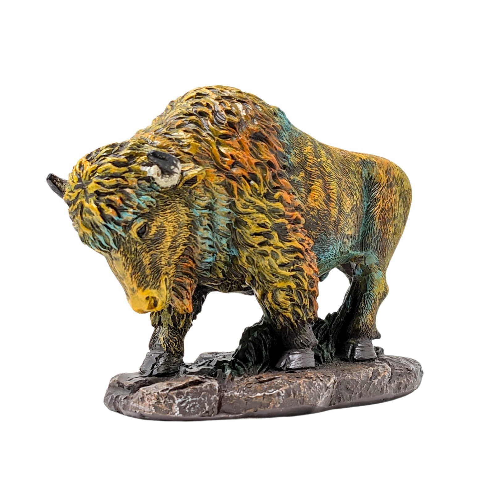 Majestic Small Bison Standing Figurine – Colorful Resin American Bison Décor …