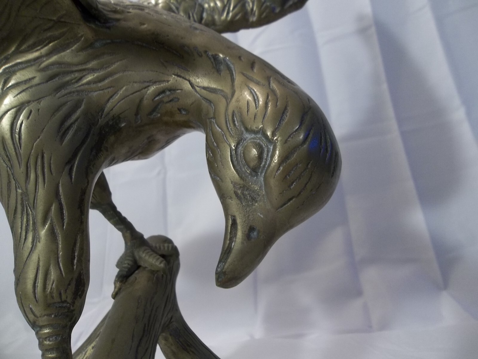 Vtg 22″ Huge Solid Brass Eagle Statue Perched Branch Takeoff 8 lb. High Detail
