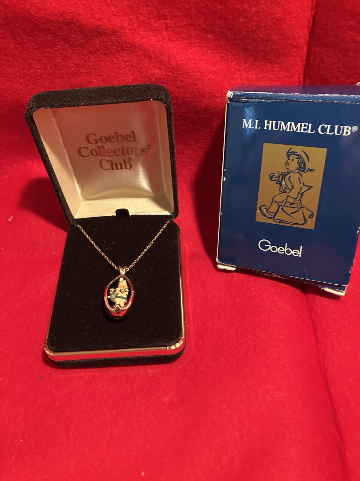 Goebel Collectors Club, “Hummel 24″ Valentine Gift Pendent Necklace” w/ Case