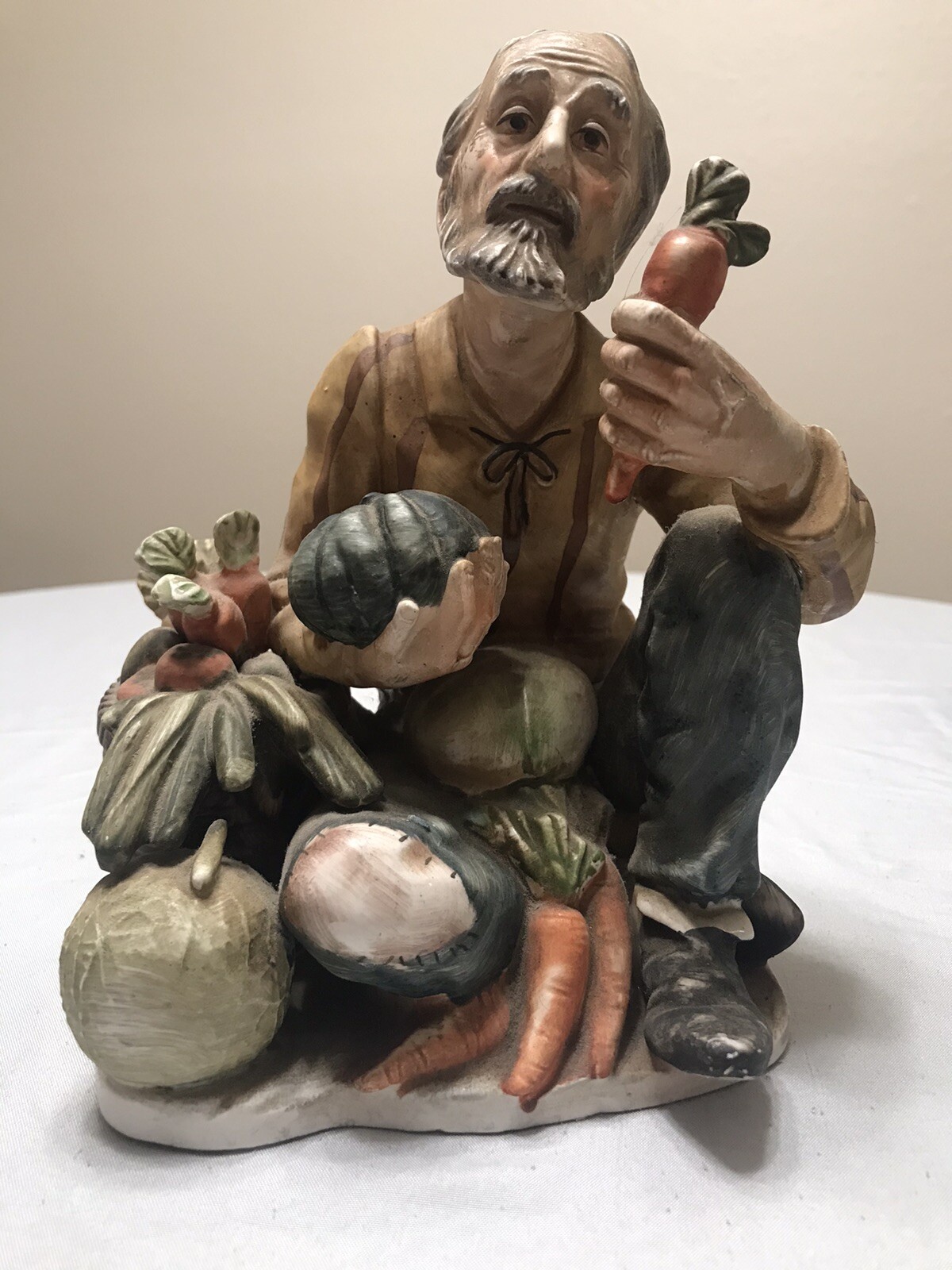 Vintage Norleans Japan Old Man Selling Vegetables Porcelain Figurine
