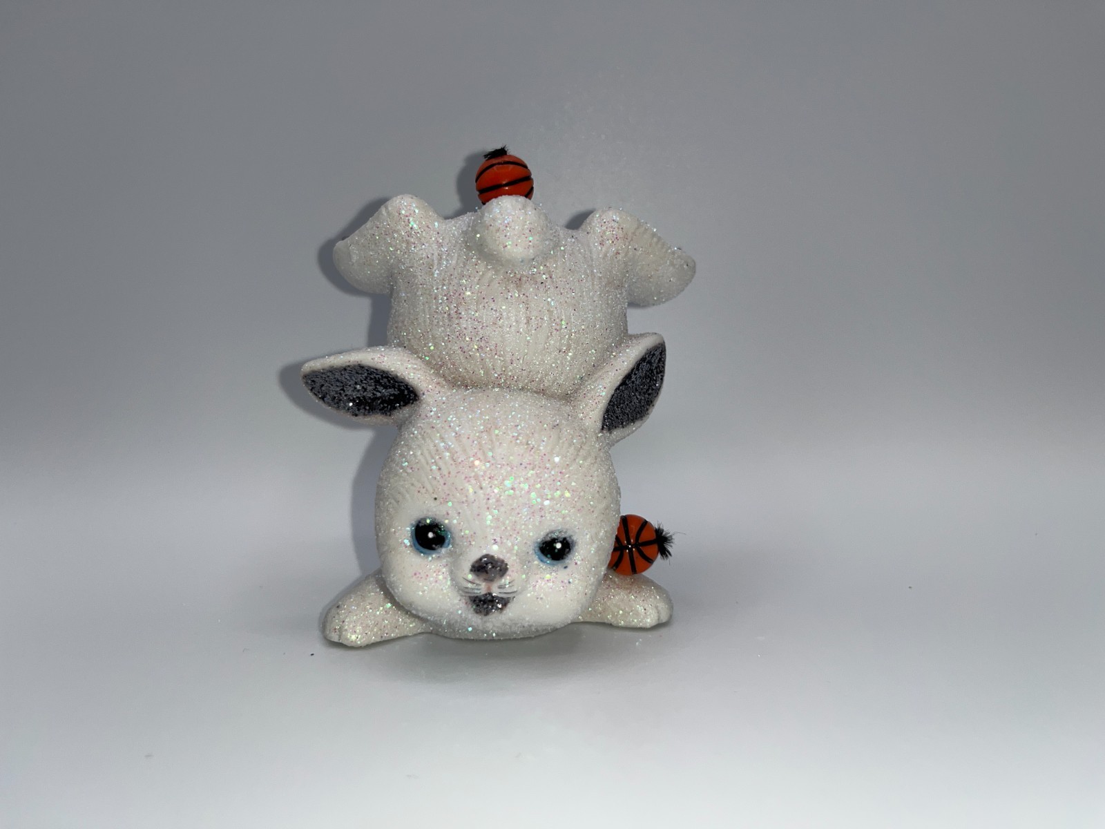 Vintage Ceramic Bunny Friend of Bugs Basketball Themed OOAK Figure Tumbling Cute