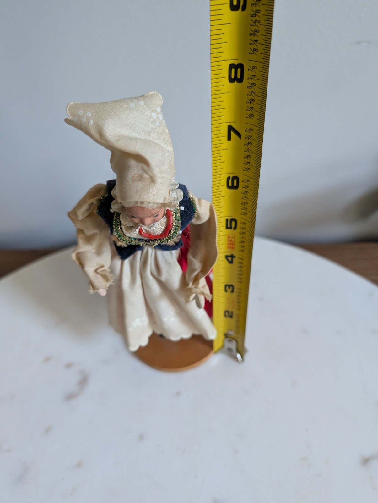 Vintage Tamburitzan Dancer Female Figurine Wood Base Painted