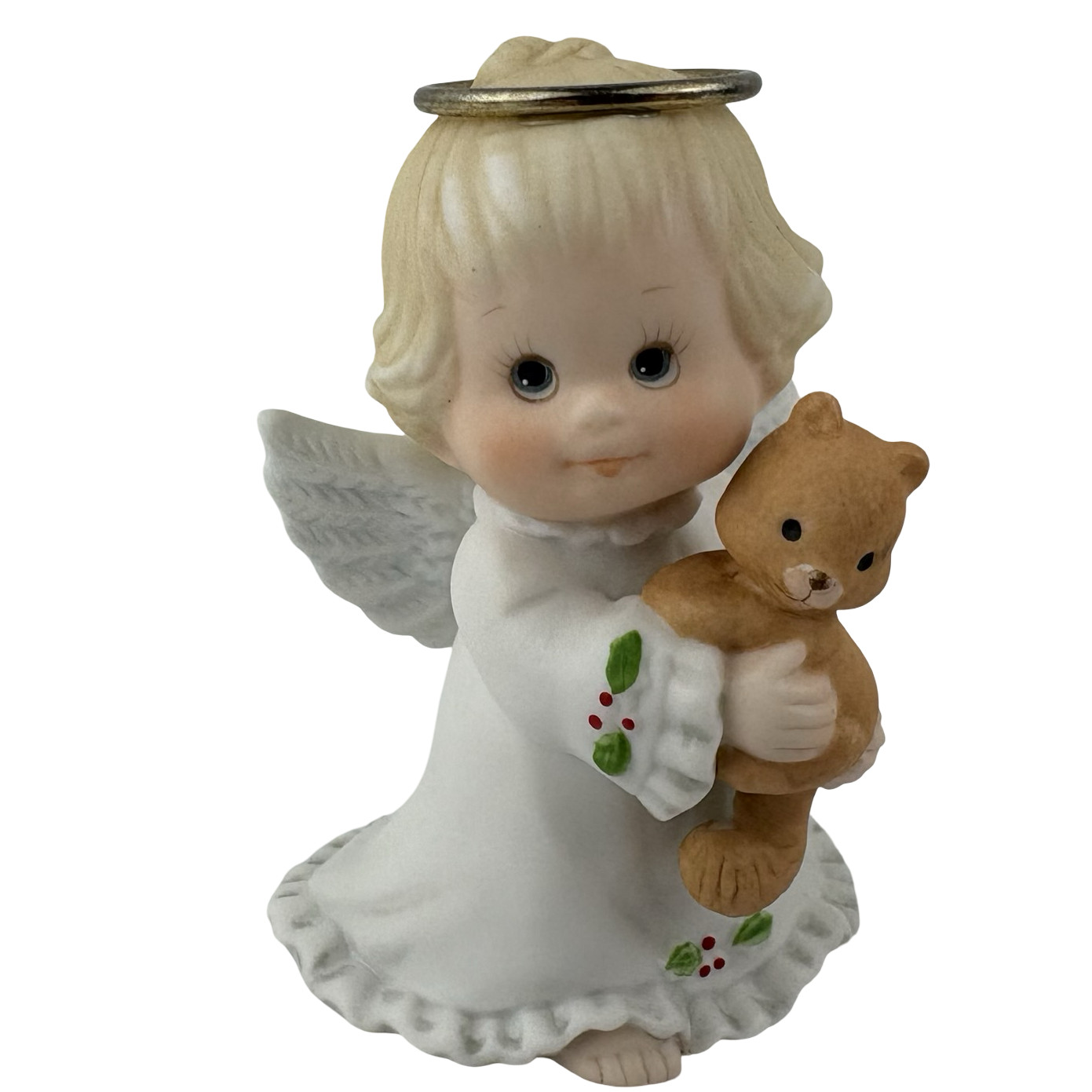 Enesco Holly Babes Figurine Angel Holding Squirrel Ruth Moorehead VTG 1985 K