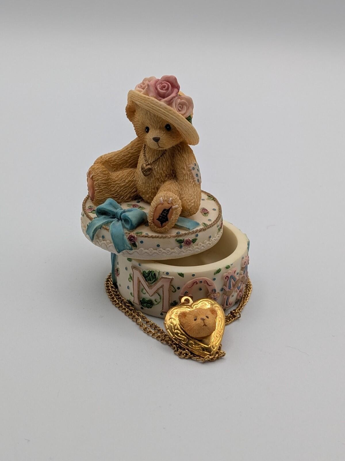 Cherished Teddies Mom Maker of Miracles (306614) 1997 Covered Box with Locket